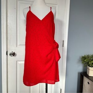 Red polkadot wrap dress